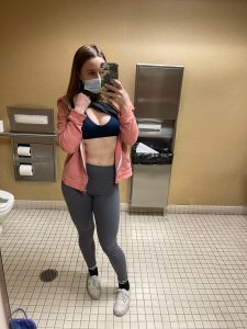 TopSiteCam Laney Grey casual selfie in public restroom