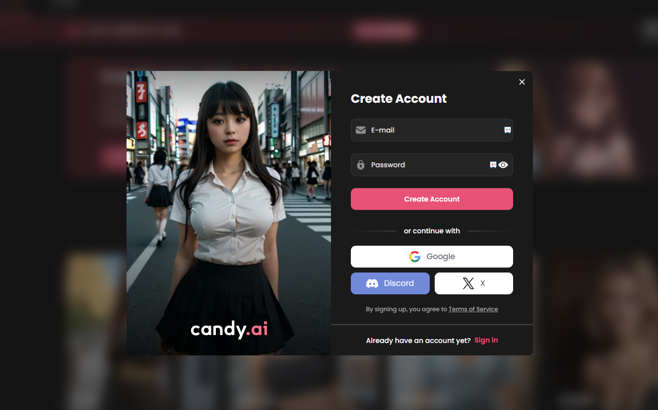 register candy ai account